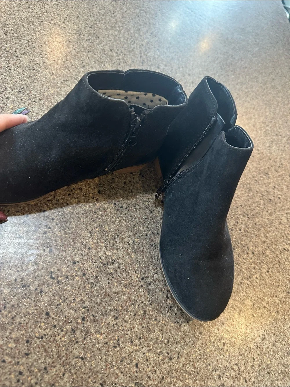 Black Suede Ankle Booties - Classic Side-Zip